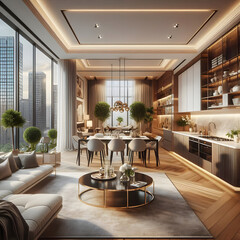 Stylish Luxury Designs for Open Living and Dining Rooms

