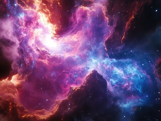 Stunning colorful nebula in deep space with stars and cosmic clouds