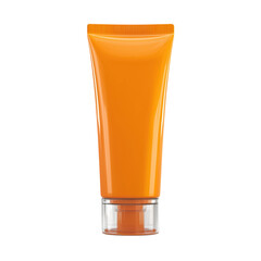 Orange cosmetic tube mockup isolated on white background perfect for product design and branding