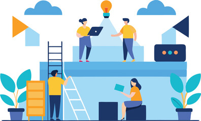 Creative team collaboration innovation startup success business