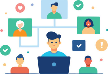 Online collaboration teamwork network connection people communication