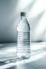 Cold Bottled Water with Condensation on Minimal Background – Purity and Wellness