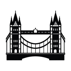 Tower bridge london landmark black and white silhouette vector illustration