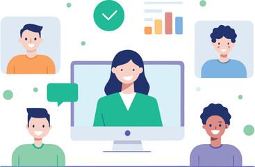 Fototapeta premium Online meeting team collaboration video conference communication