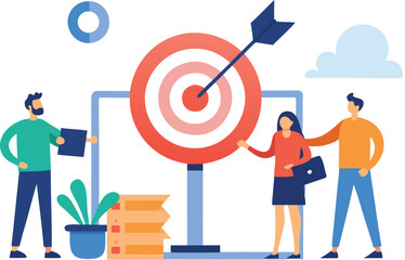 Teamwork achieving business goals target success strategy