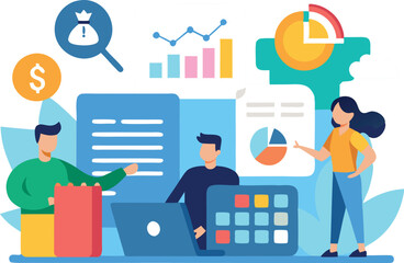 Fototapeta premium Business team analyzing data graphs charts financial reports