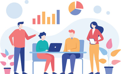 Obraz premium Business team collaboration data analysis meeting strategy