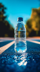 Hydration on the Track – Bottled Water with Vibrant Outdoor Colors