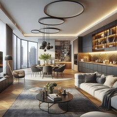 Stylish Luxury Designs for Open Living and Dining Rooms
