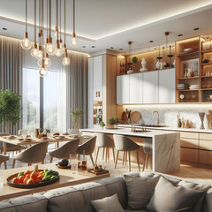 Stylish Luxury Designs for Open Living and Dining Rooms
