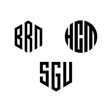 Stylized Monogram Letter Logos in Geometric Shapes