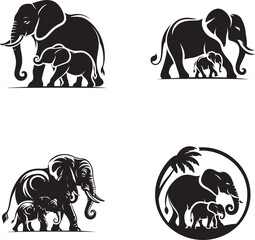 Elegant Elephant Head in Bold Line Silhouette vector illustration