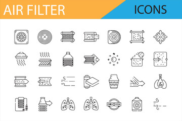 Various Air Purifier and Filter Icons for Health and Clean Air Systems