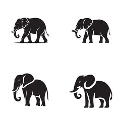 Minimalist Elephant Side View in Bold Art vector illustration