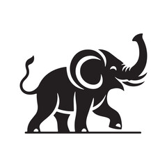 Full Body Elephant Facing Right in Silhouette vector illustration