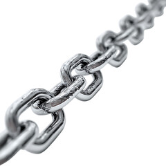 Obraz premium Vibrant photo of close up of a thick metal chain with reflective links isolated on transparent background.