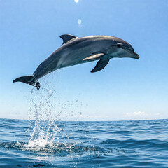 Fototapeta premium Majestic Dolphin Leaping from Ocean Waves A Breathtaking Wildlife Photo