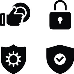 Security icons lock shield sun and checkmark vector