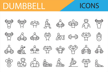Bodybuilding, Dumbbell, and Workout Icons for Physical Fitness Projects