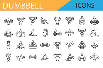 Dumbbell and Weightlifting Icons for Gym and Fitness Design