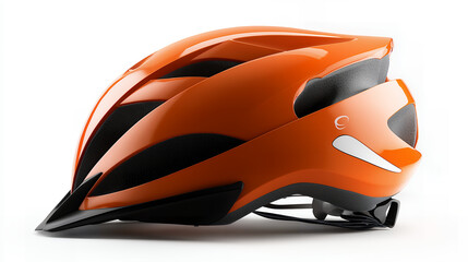 Orange Cycling Helmet Isolated on White Background