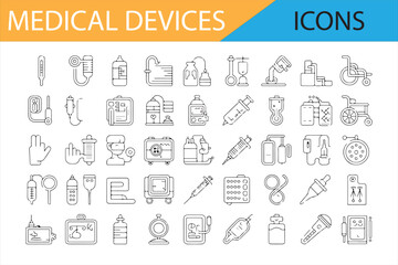 Icon Collection of Medical Instruments and Healthcare Equipment
