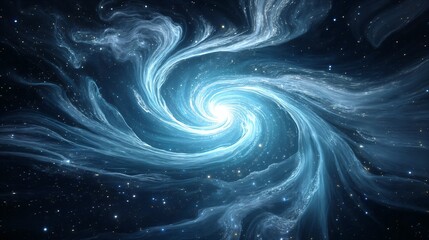 Luminous Cosmic Nebula: Swirling Teals and Blues Illuminated by Ethereal Stardust