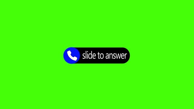 Phone call alert rejected red on slide to answer green screen animation