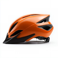 Orange Cycling Helmet Isolated on White Background