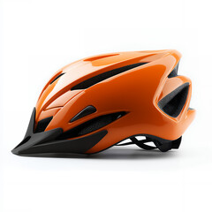 Orange Cycling Helmet Isolated on White Background