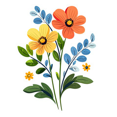 Colorful Wildflowers With Blue Leaves
