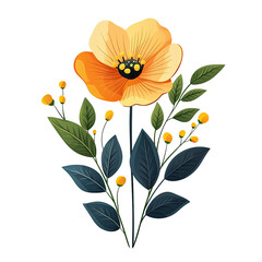 Yellow Orange Flower With Blue Leaves