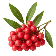 Fresh Pink Peppercorns Sprig on Transparent Background - Culinary Spice & Botanical Detail 