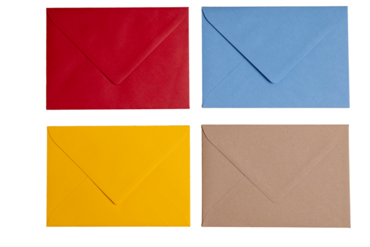 Set of colorful paper envelopes top view