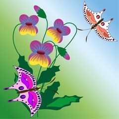 floral background with butterflies