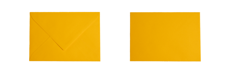 Yellow envelope and matching card set on white background
