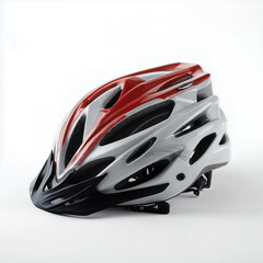 Red and White Bicycle Helmet Isolated on White Background