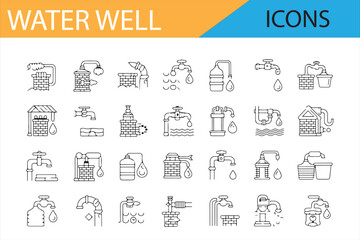 Hand-drawn Water Collection Icons for Agriculture and Plumbing Projects