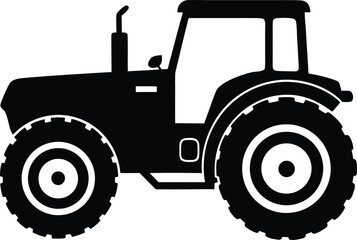 black tractor shape for harvesting and land work illustrations
