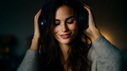 Woman unboxing new headphones from a Black Friday deal with product lighting