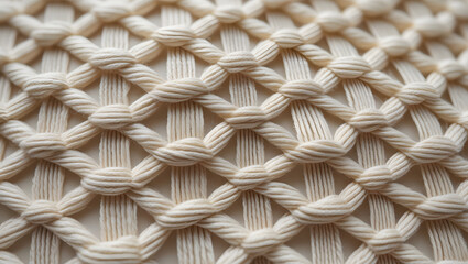Macro Woven Textile Texture – Natural Basket Weave Fabric Close-Up in Warm Tones