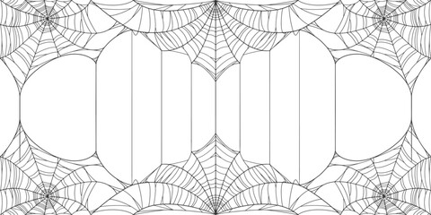 Halloween Cobweb frame border, spider web Vector Isolated on Transparent Background. Vector eps