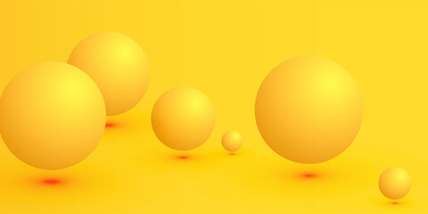 Abstract 3d render of composition with yellow spheres, modern background design