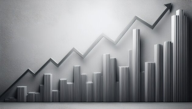 a textured light gray background features an upward trending financial graph in darker gray the design conveys themes of growth and analysis suitable for business contexts
