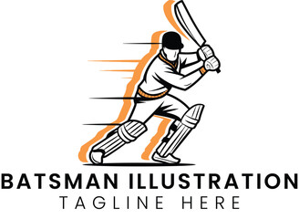 Dynamic Cricket Batsman Logo Powerful Design for Teams  Brands