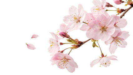 A creative set with beautiful blooming of delicate flowers isolated on a white background PNG. AI GENERATED.
