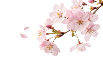 A creative set with beautiful blooming of delicate flowers isolated on a white background PNG. AI GENERATED.