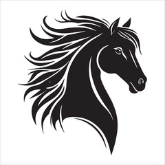 Horse head logo silhouette vector 
