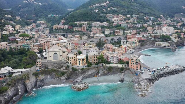Bogliasco town on Mediterranean coast of Ligury, Genoa, Italy