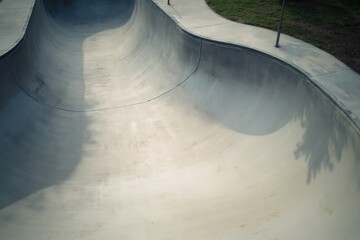 Aerial view of  concrete skate pool